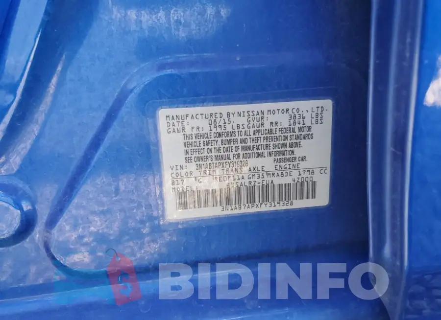 3N1AB7APXFY319328 Photo# 12