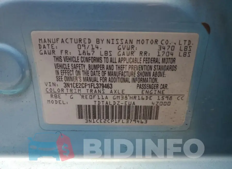 3N1CE2CP1FL379463 Photo# 12