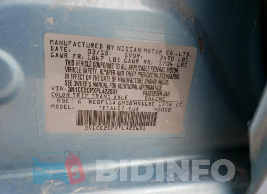 3N1CE2CPXFL422651 Photo# 13