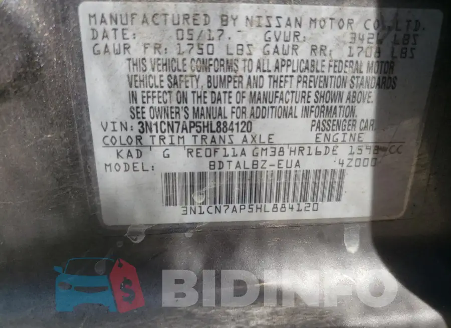 3N1CN7AP5HL884120 Photo# 10