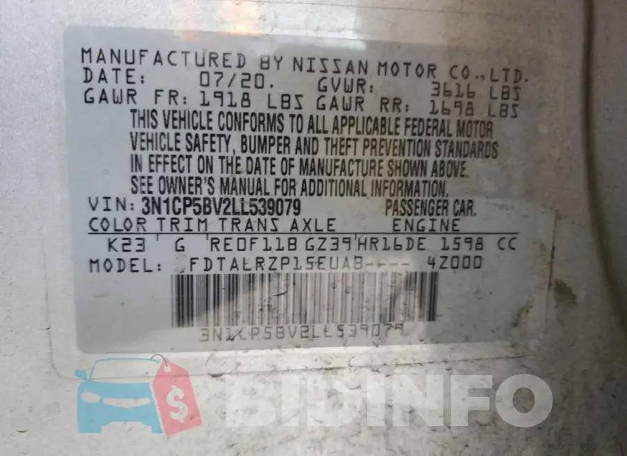 3N1CP5BV2LL539079 Photo# 12