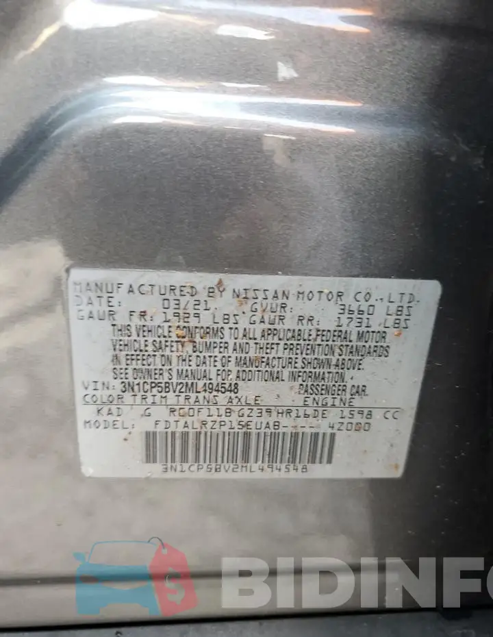 3N1CP5BV2ML494548 Photo# 13