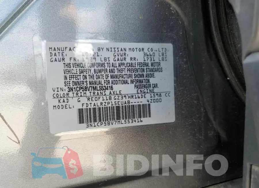 3N1CP5BV7ML553416 Photo# 14
