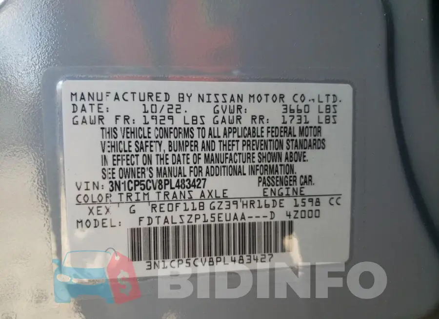 3N1CP5CV8PL483427 Photo# 13