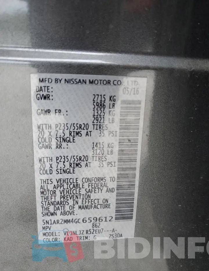 5N1AR2MM4GC659612 Photo# 14