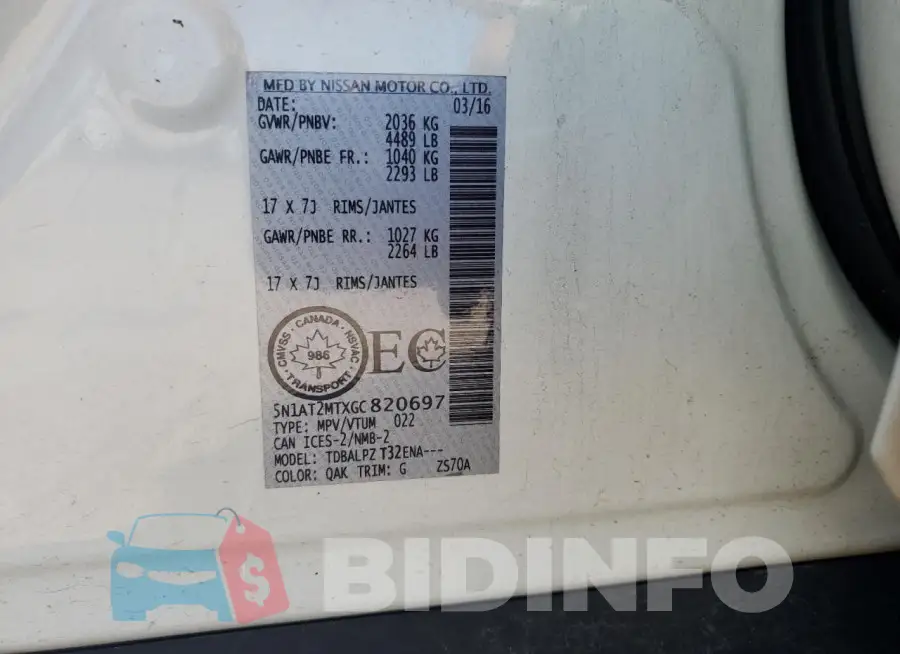5N1AT2MTXGC820697 Photo# 13