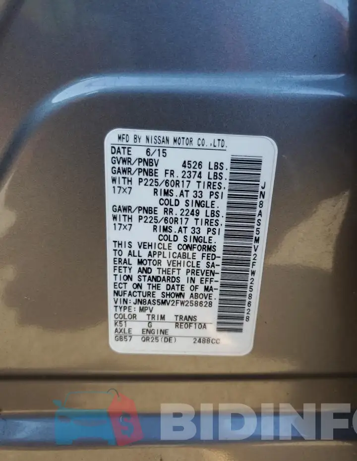 JN8AS5MV2FW258628 Photo# 13