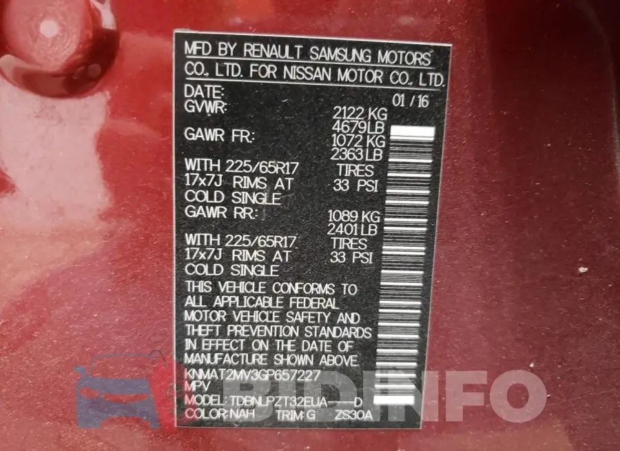 KNMAT2MV3GP657227 Photo# 14