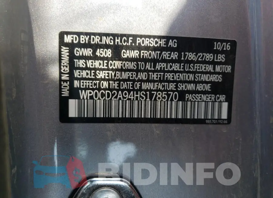 WP0CD2A94HS178570 Photo# 13