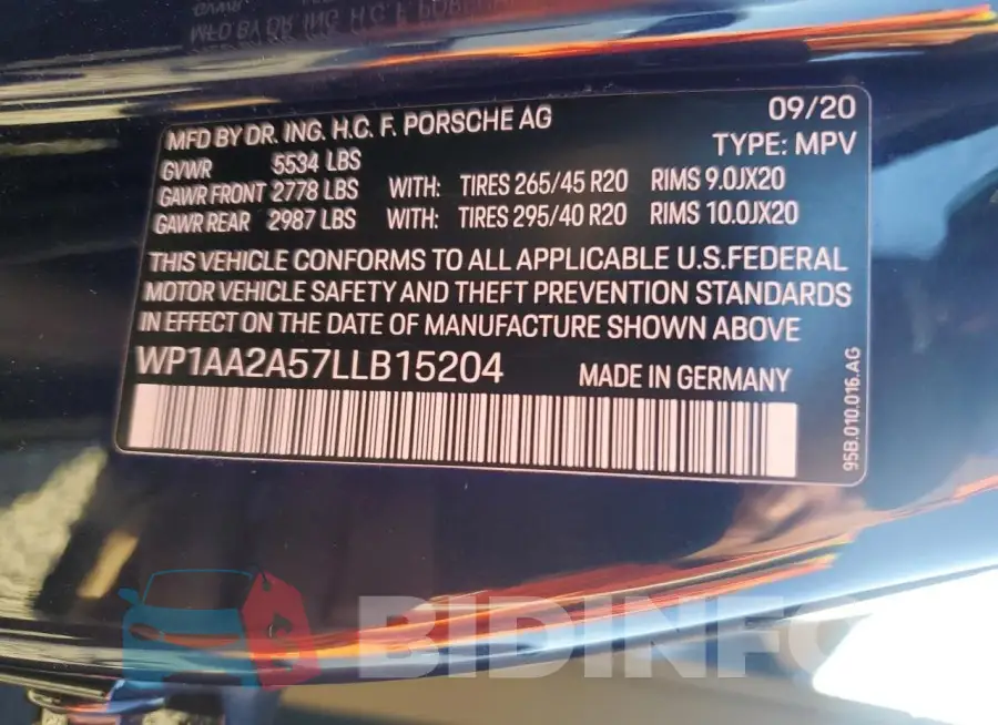 WP1AA2A57LLB15204 Photo# 14