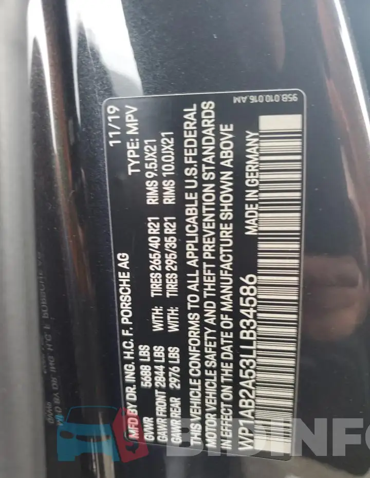 WP1AB2A53LLB34586 Photo# 13