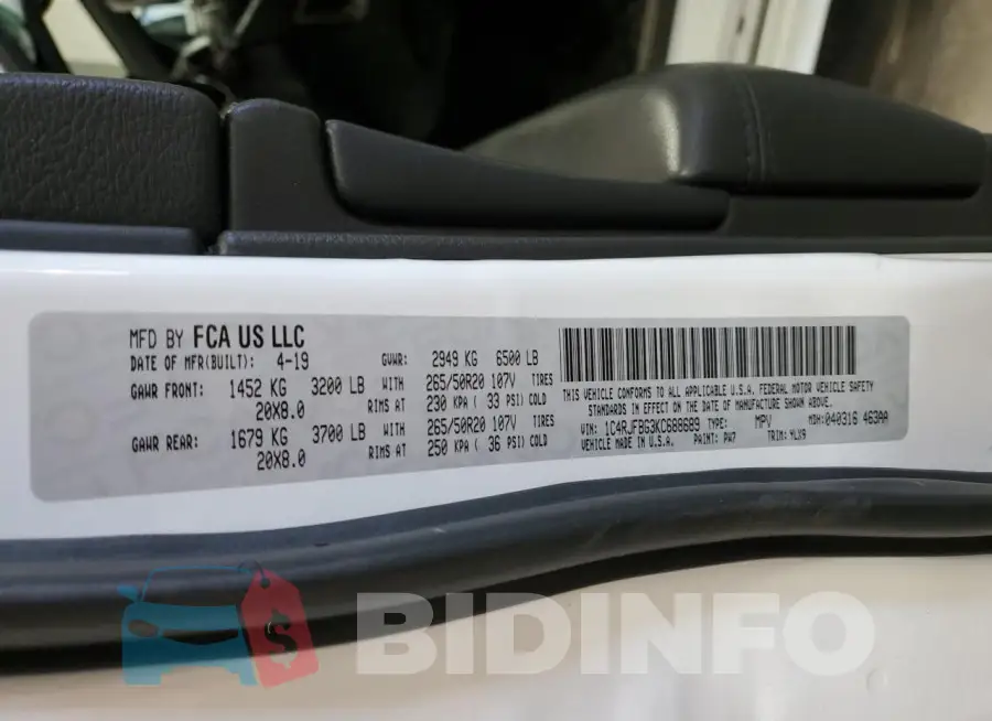1C4RJFBG3KC688689 Photo# 13