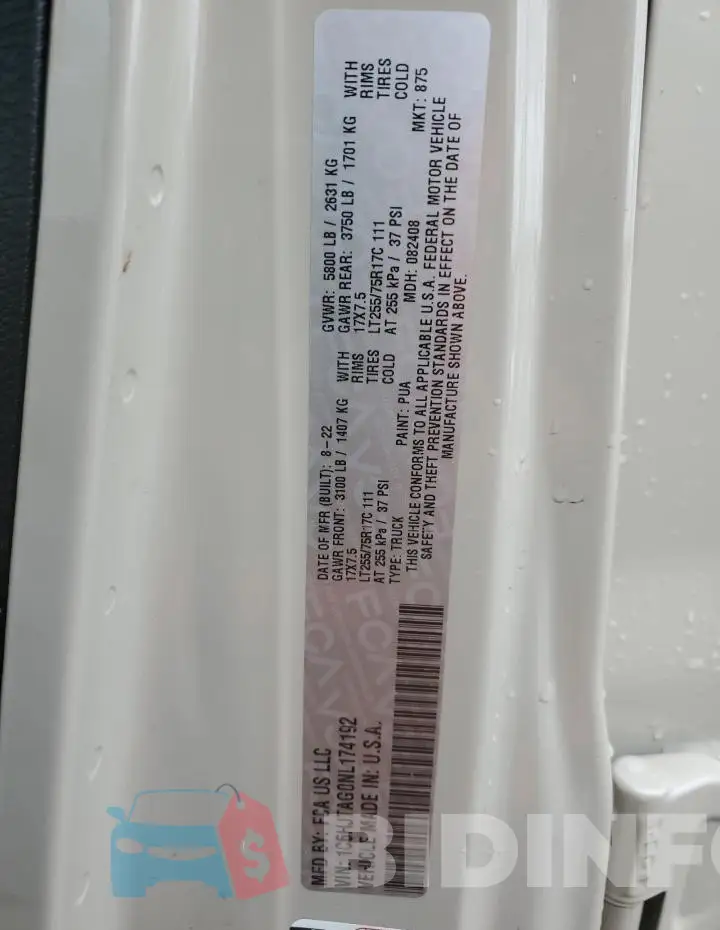 1C6HJTAG0NL174192 Photo# 13