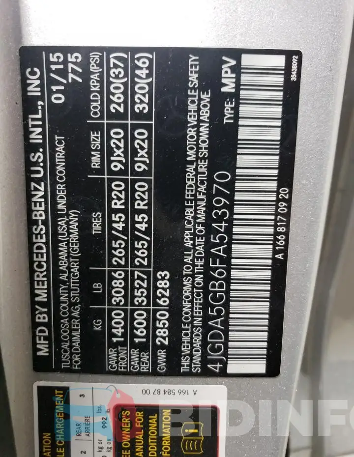 4JGDA5GB6FA543970 Photo# 13