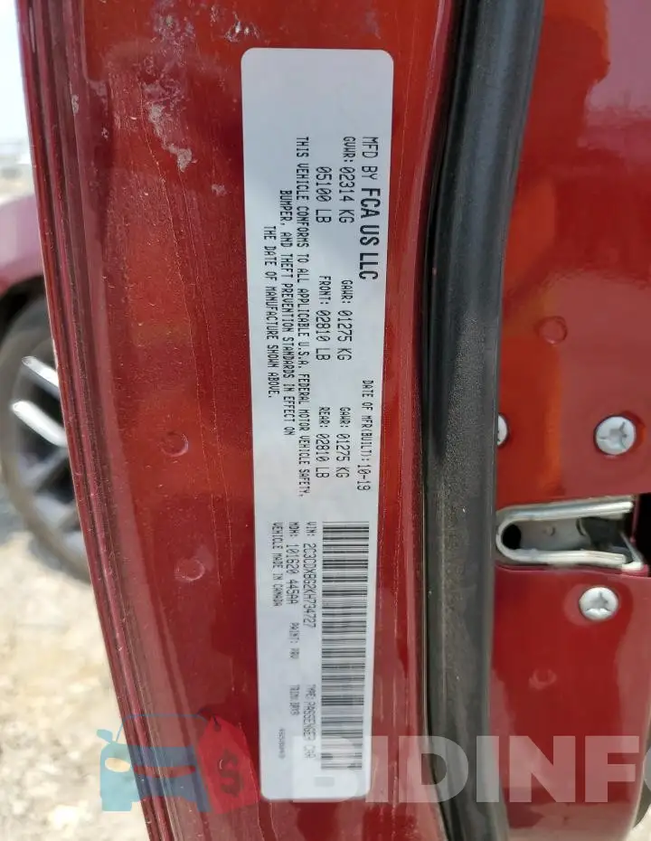 2C3CDXBG2KH734727 Photo# 12