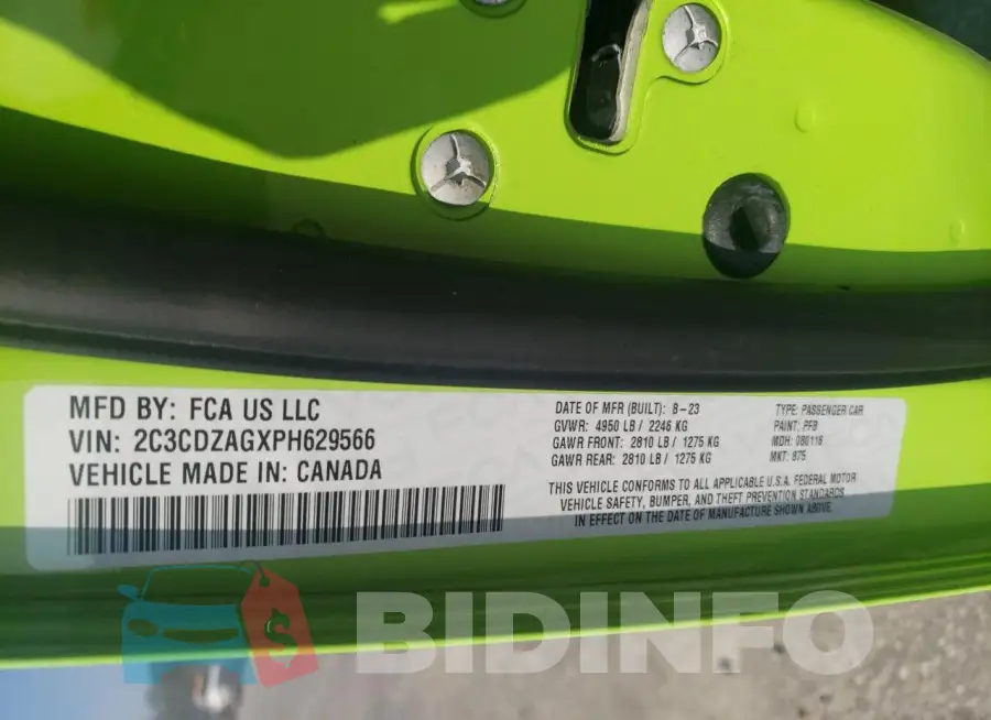 2C3CDZAGXPH629566 Photo# 12