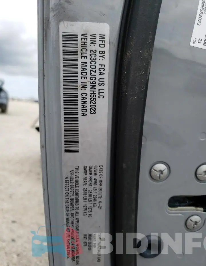 2C3CDZJG9MH552023 Photo# 12