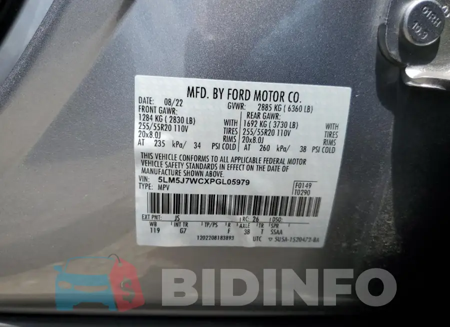 5LM5J7WCXPGL05979 Photo# 13