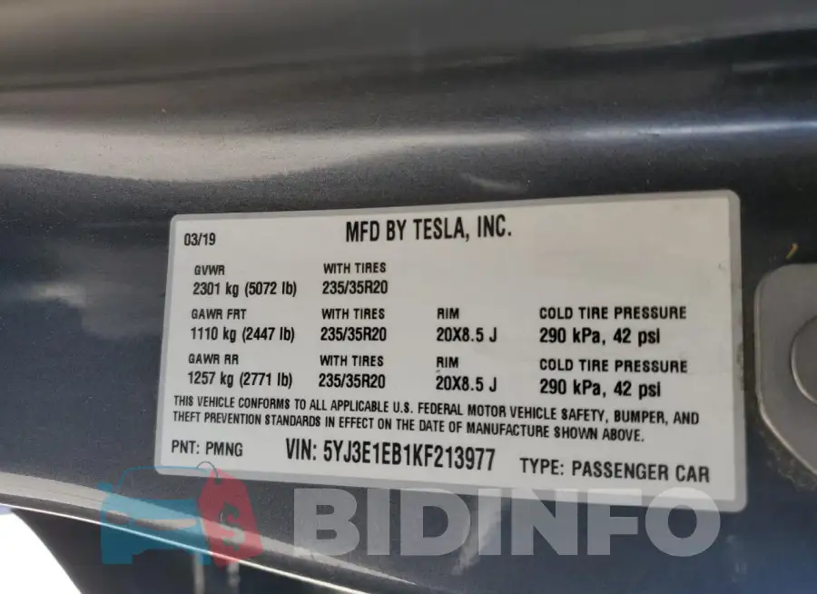 5YJ3E1EB1KF213977 Photo# 12