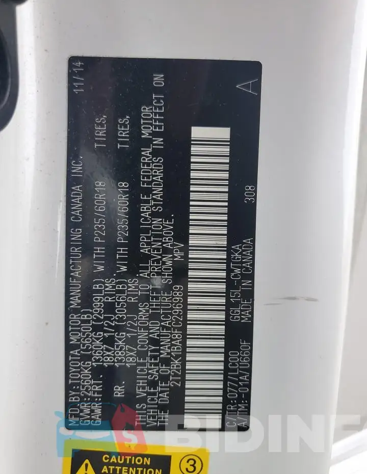 2T2BK1BA8FC296989 Photo# 13