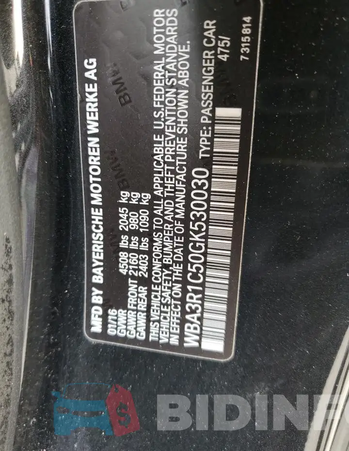 WBA3R1C50GK530030 Photo# 12