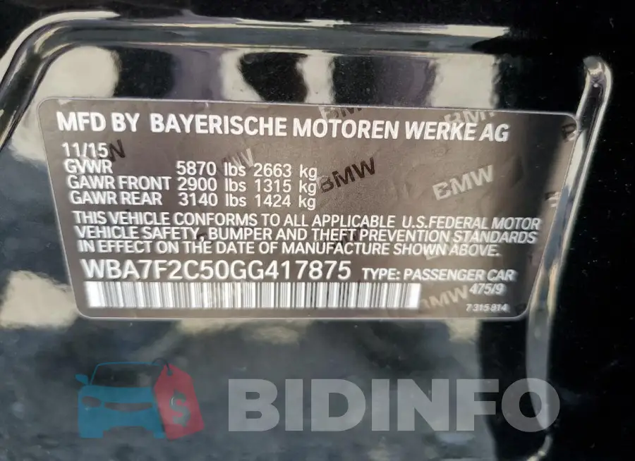 WBA7F2C50GG417875 Photo# 12