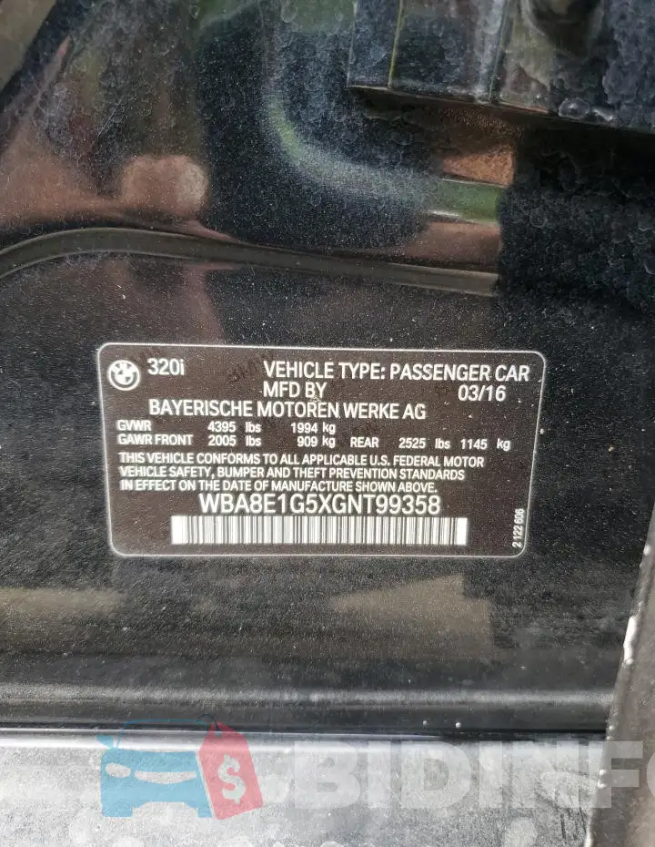 WBA8E1G5XGNT99358 Photo# 13