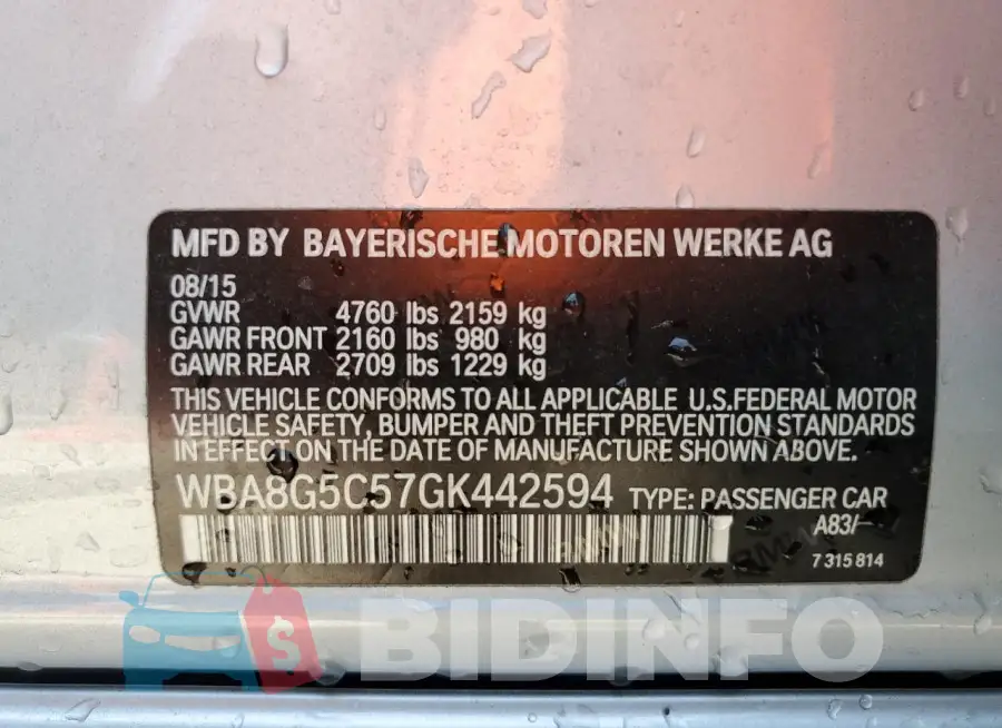 WBA8G5C57GK442594 Photo# 13