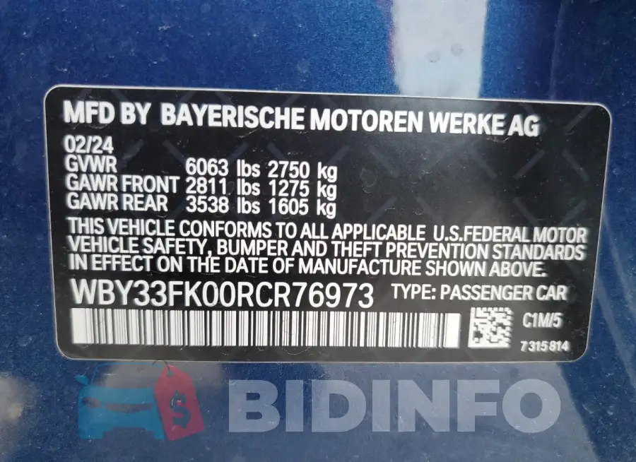 WBY33FK00RCR76973 Photo# 13