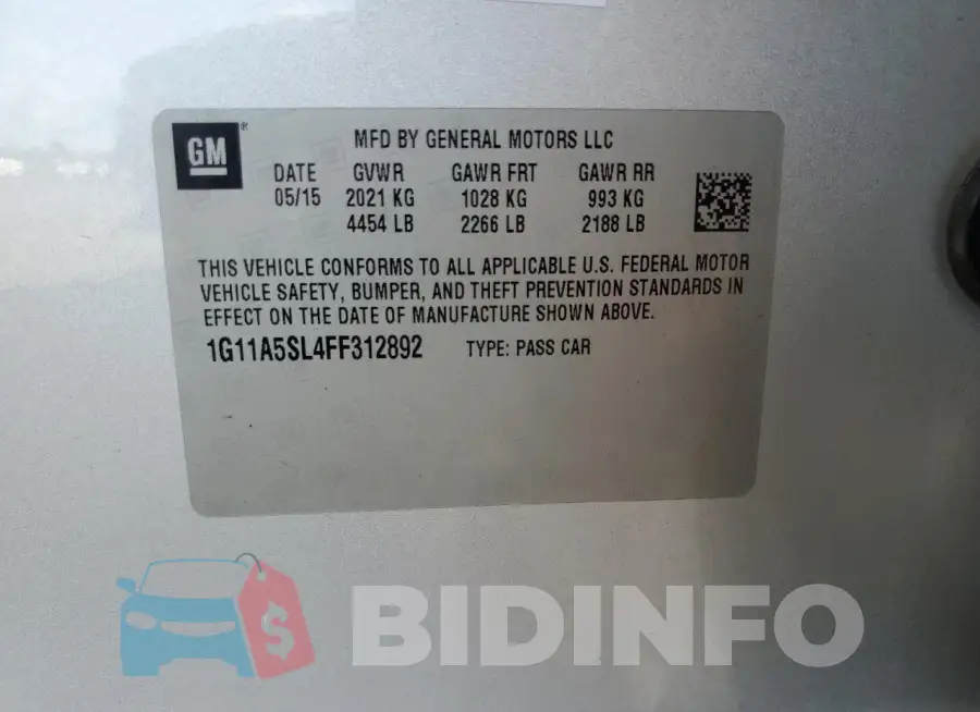 1G11A5SL4FF312892 Photo# 12