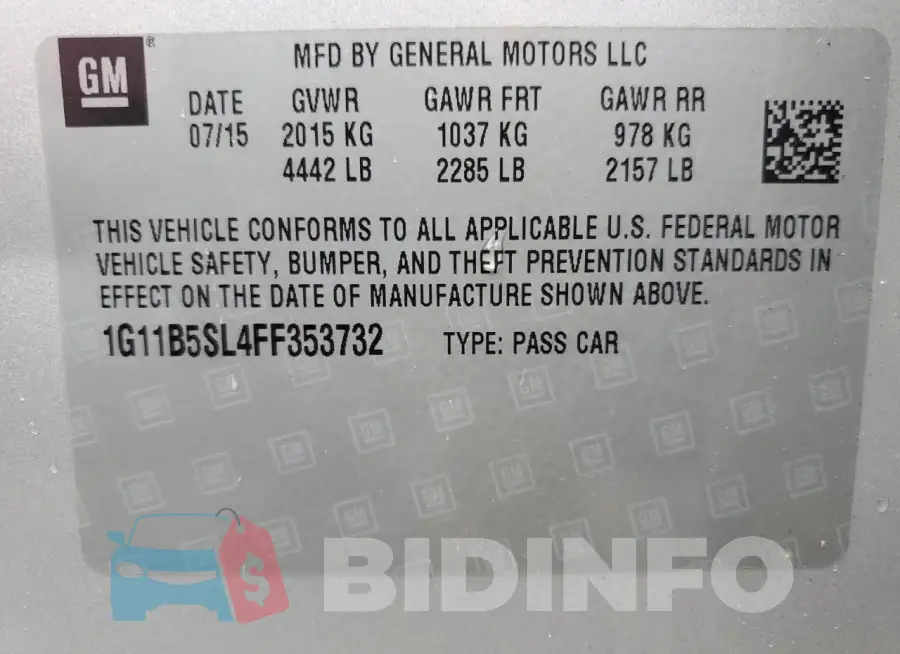 1G11B5SL4FF353732 Photo# 12