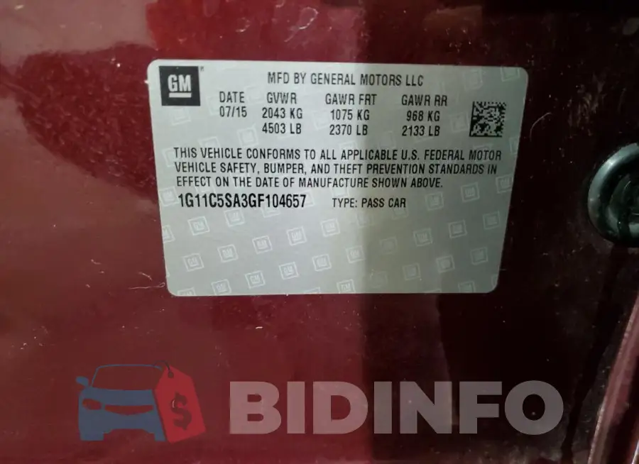 1G11C5SA3GF104657 Photo# 12