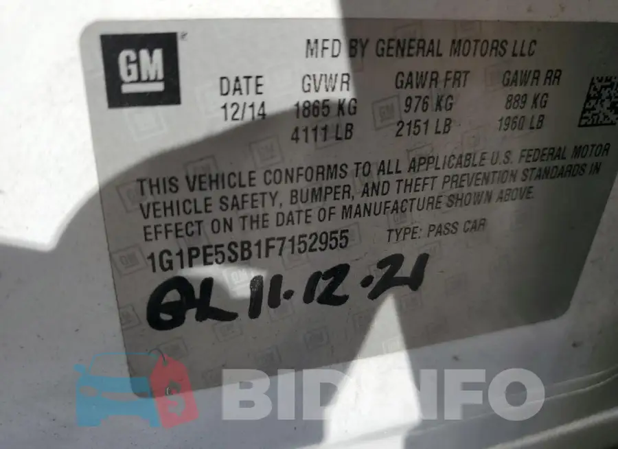 1G1PE5SB1F7152955 Photo# 12