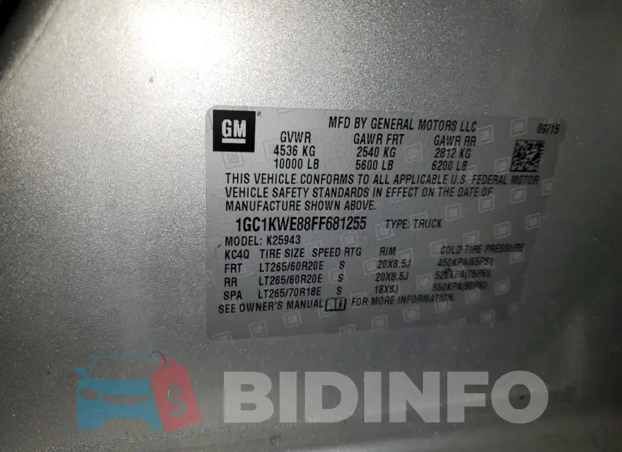 1GC1KWE88FF681255 Photo# 12