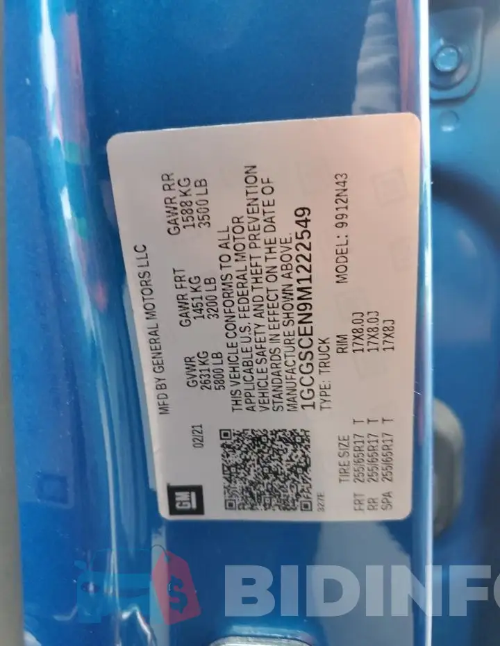1GCGSCEN9M1222549 Photo# 12