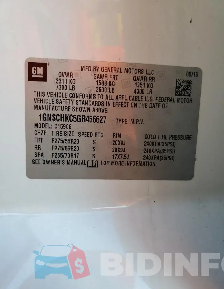 1GNSCHKC5GR456627 Photo# 13