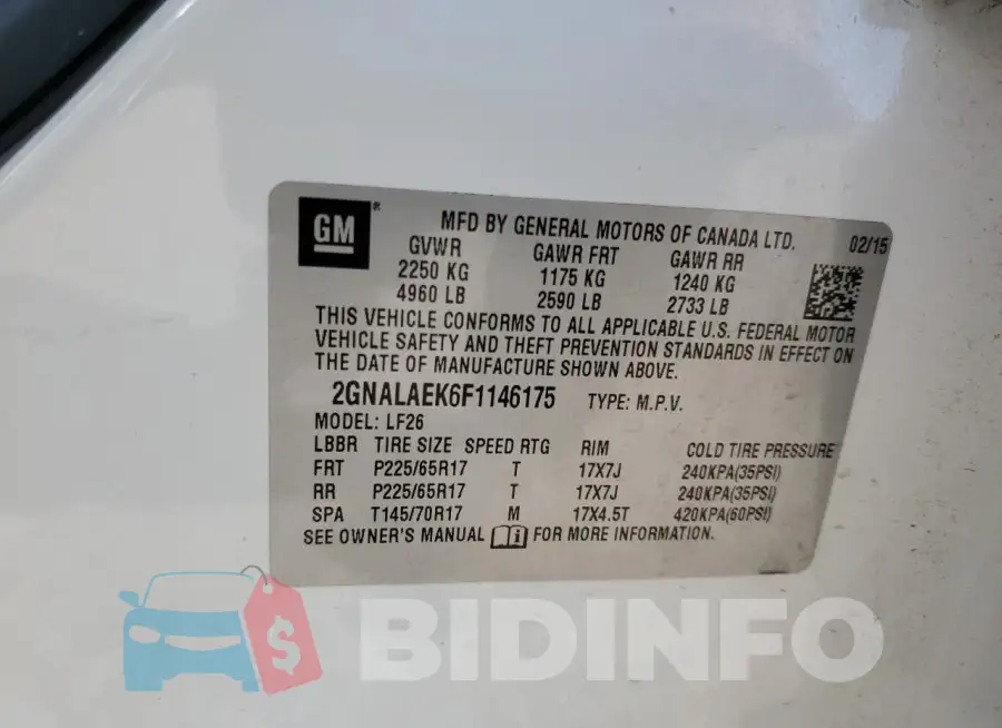 2GNALAEK6F1146175 Photo# 13