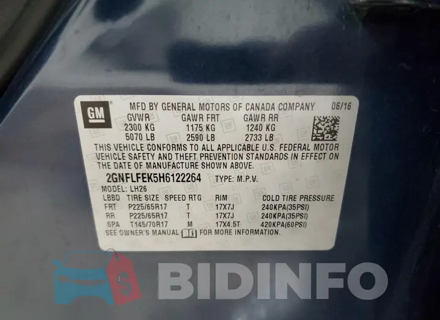 2GNFLFEK5H6122264 Photo# 13
