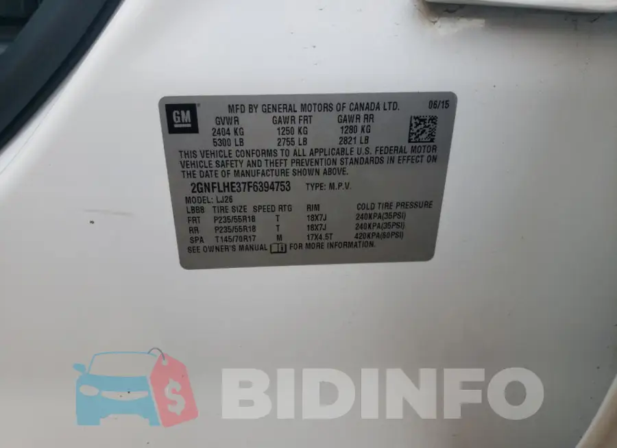 2GNFLHE37F6394753 Photo# 13