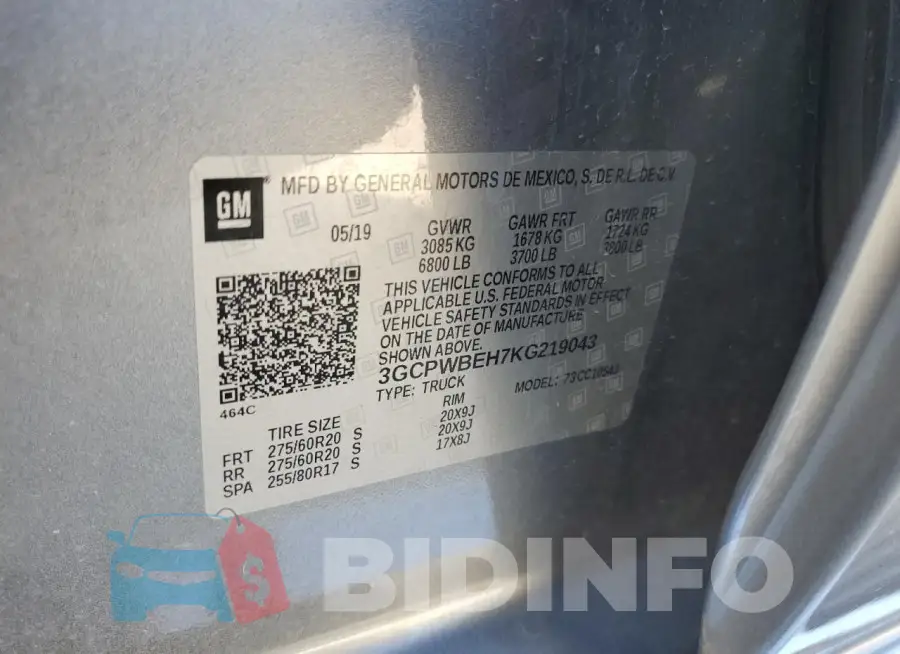 3GCPWBEH7KG219043 Photo# 13