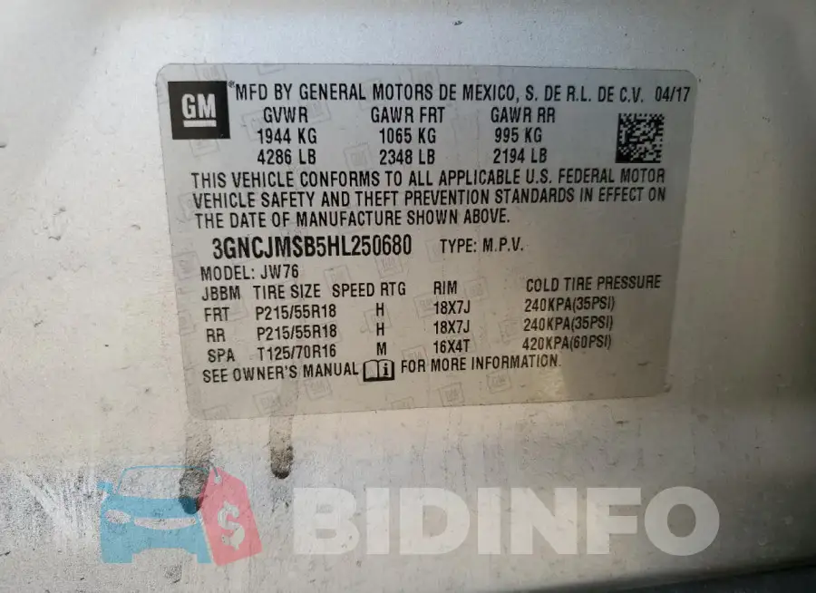 3GNCJMSB5HL250680 Photo# 12