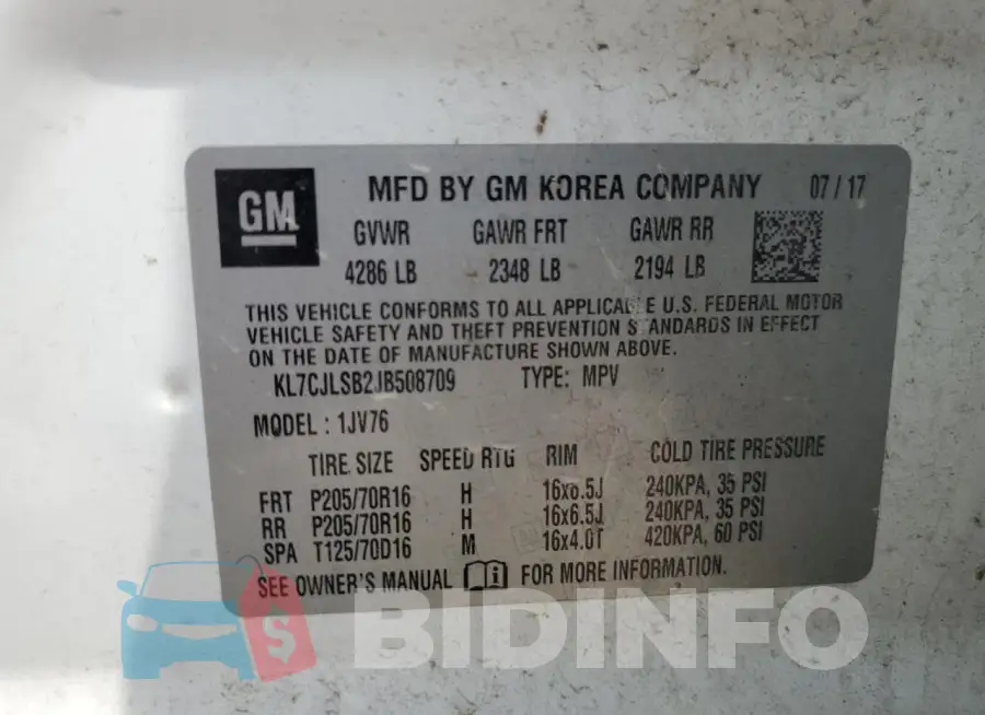 KL7CJLSB2JB508709 Photo# 12