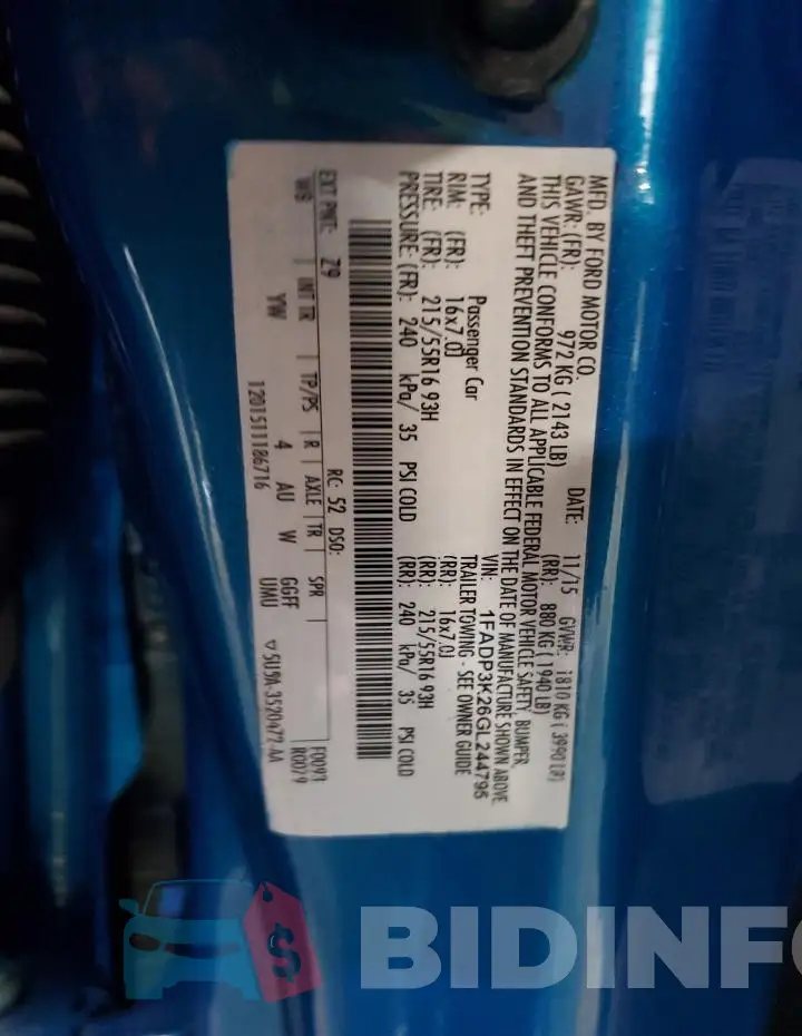 1FADP3K26GL244795 Photo# 12