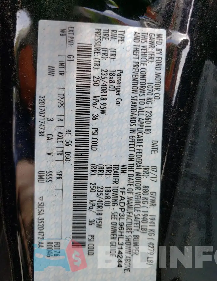 1FADP3L96HL314244 Photo# 13