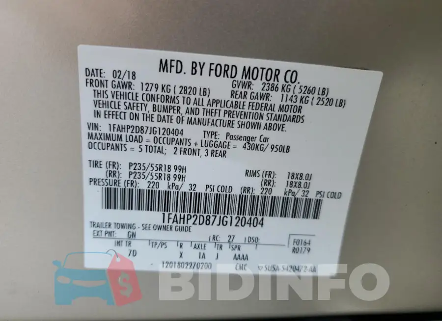 1FAHP2D87JG120404 Photo# 12