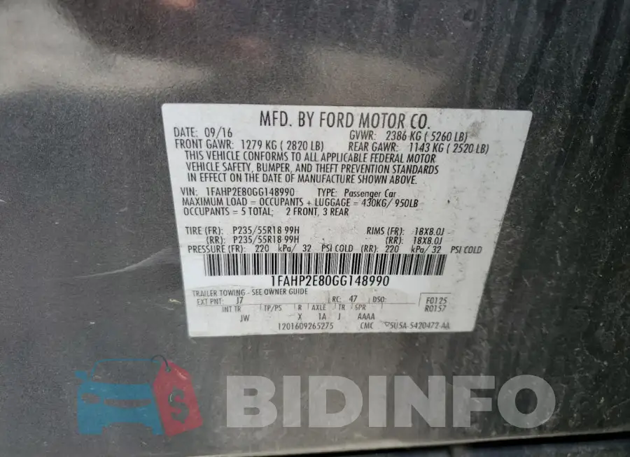 1FAHP2E80GG148990 Photo# 13