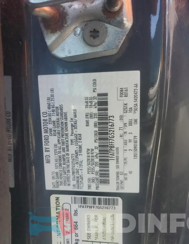 1FATP8FF7G5216773 Photo# 13