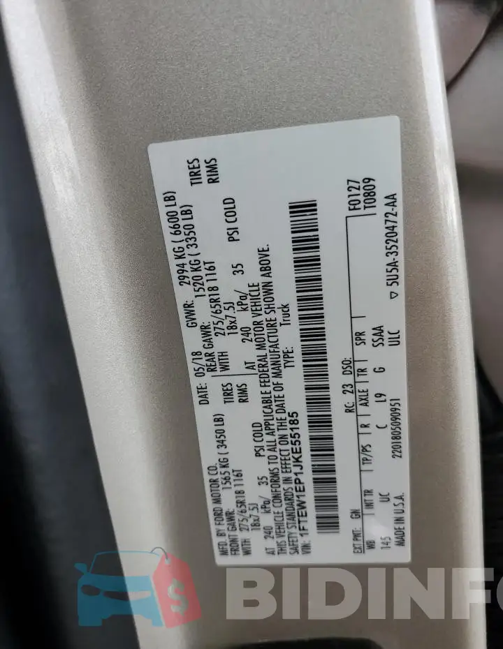 1FTEW1EP1JKE55185 Photo# 12