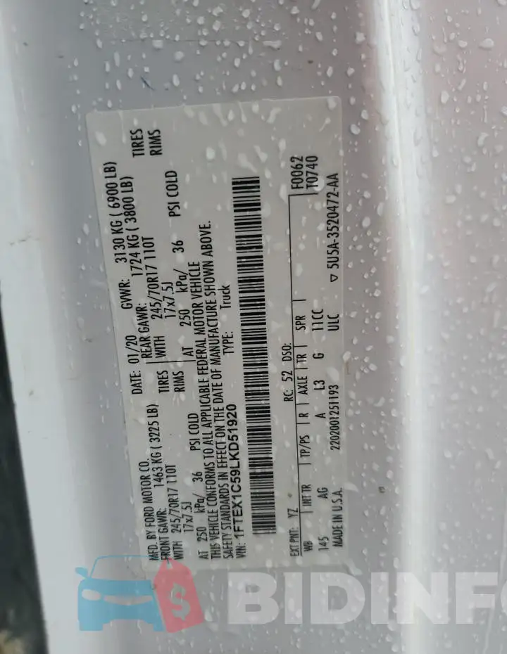 1FTEX1C59LKD51920 Photo# 12
