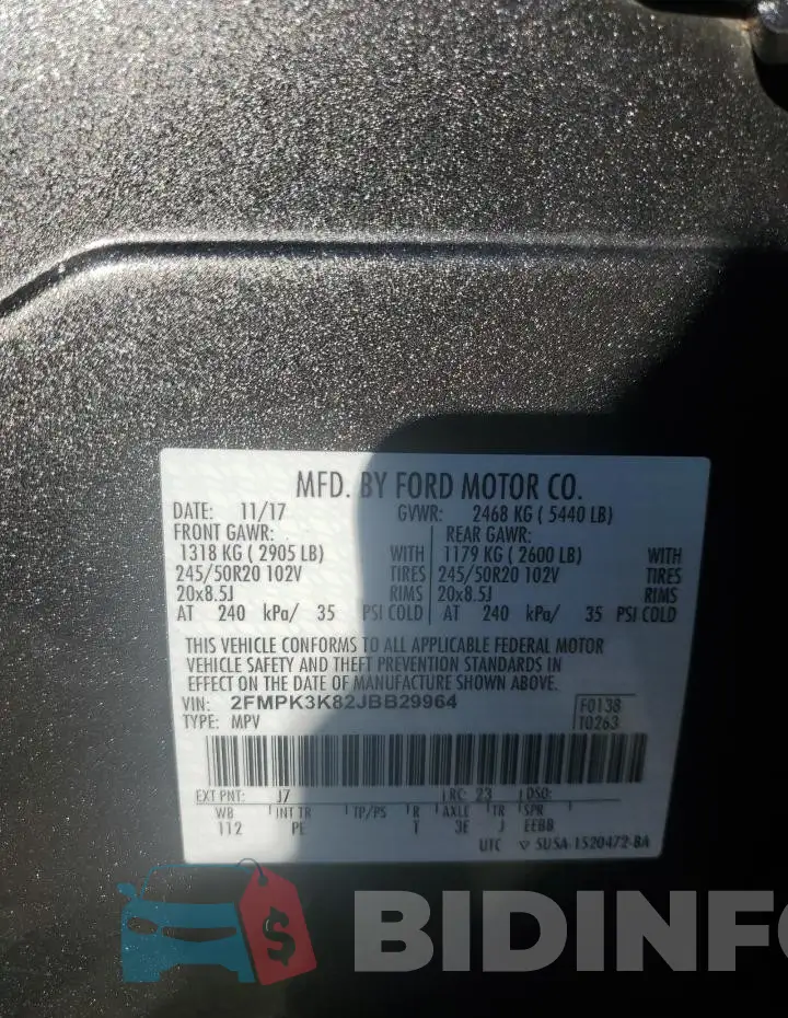 2FMPK3K82JBB29964 Photo# 14